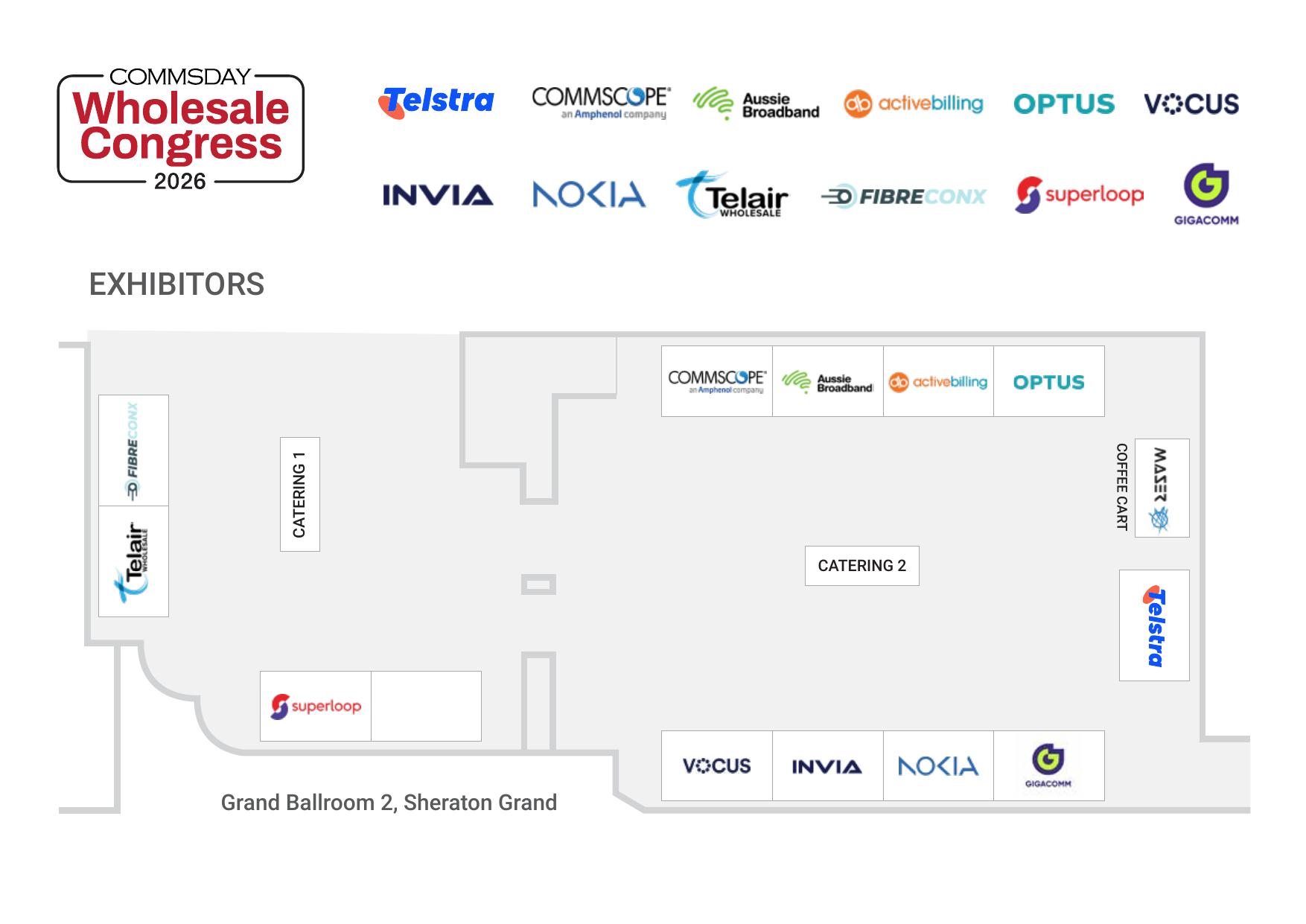 CommsDay Wholesale Congress 2026 exhibition floorplan for Grand Ballroom 2